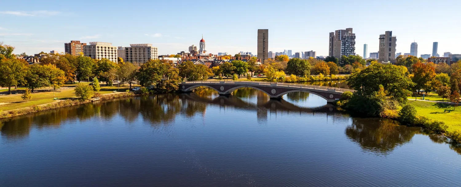The Charles River with the John Weeks Bridge and Dunster House