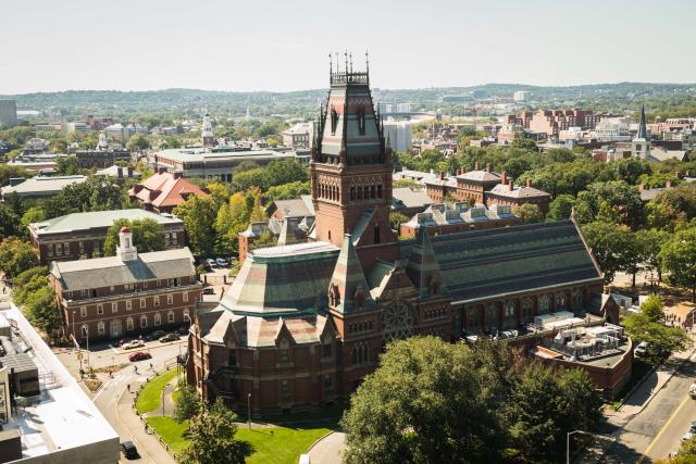 Aerial shot of Harvard's Memorial Hall