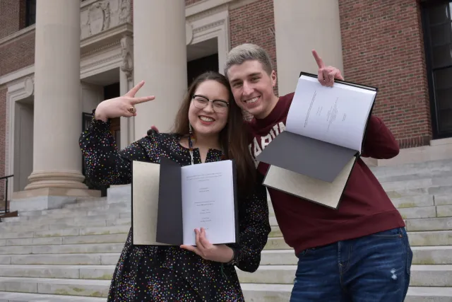 My friend and I with our theses!