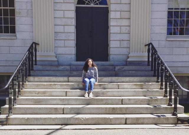 Girl sitting on steps