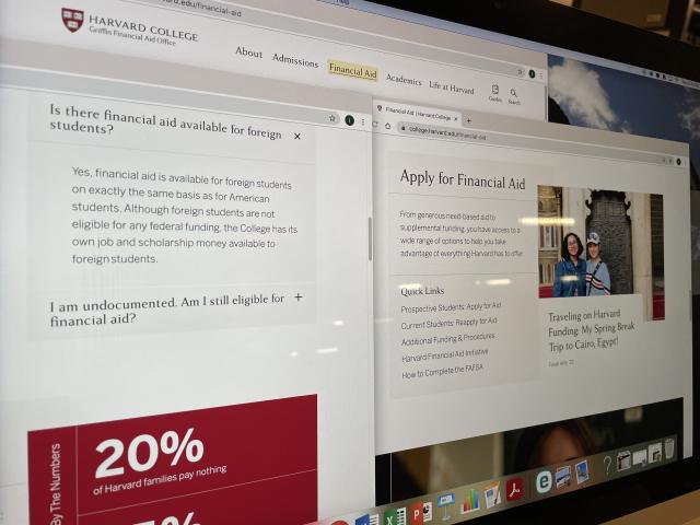 A photo showing an answer to the question, "is there financial aid available for foreign students?' - one of the most frequently asked questions.