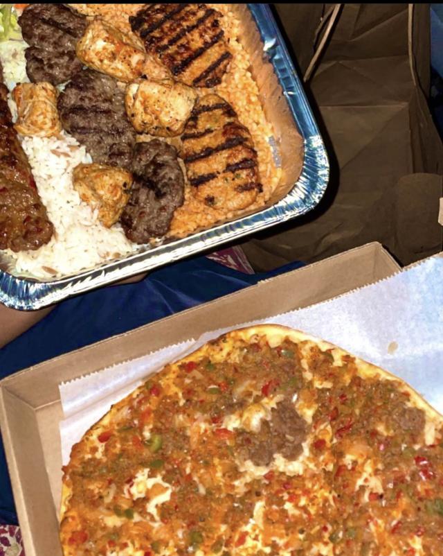 Lahmacun and combo chicken platter from Turkish Lazuri Cafe