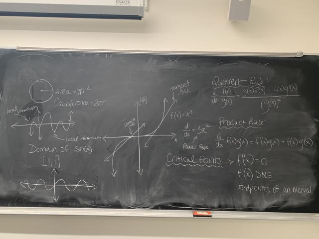 A chalkboard full of math in the Science Center