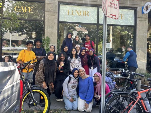 Friends in front of Luxor Cafe