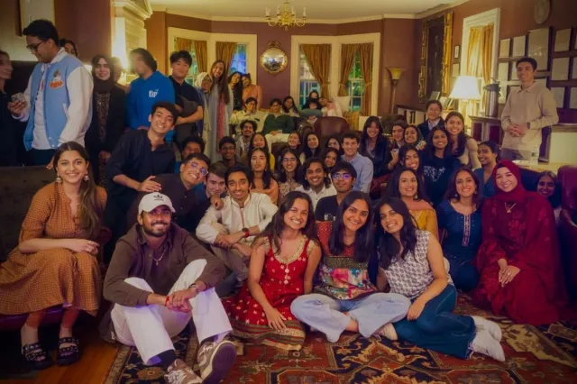 Students gathered to watch the Sur Sagar perfromances