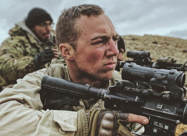 A photo of me during a training operation in the Mojave Desert in early 2020