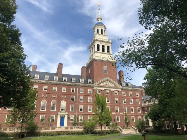 Picture of Lowell House belltower against blue sky