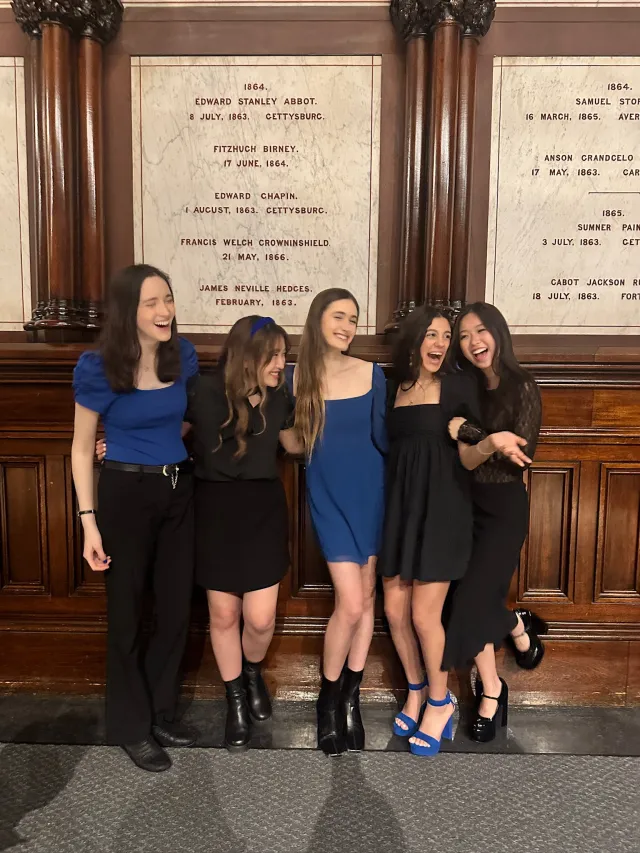 A picture of me and my four friends in a capella