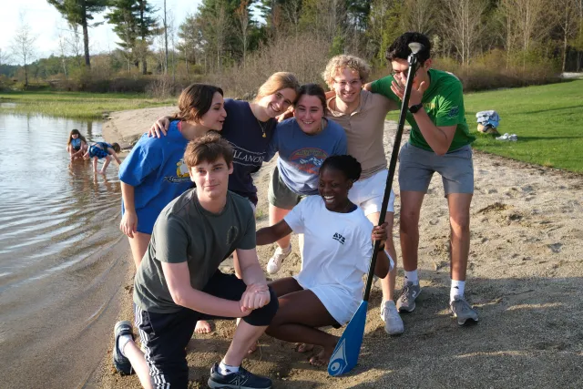 Friends I made from my entryway and I posing for a picture before we go kayaking.