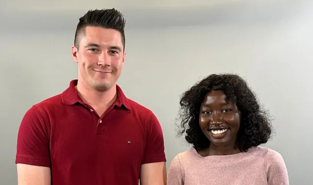 Two Harvard College students and friends (from left to right): Dustin and Liz.