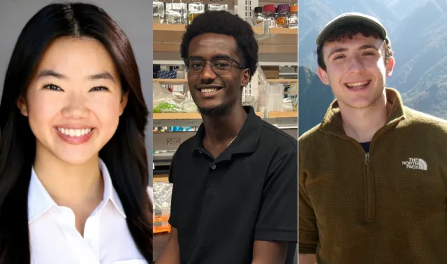 3 separate headshots side by side. From Left to Right: Lauren, Yerosen, Benjamin.