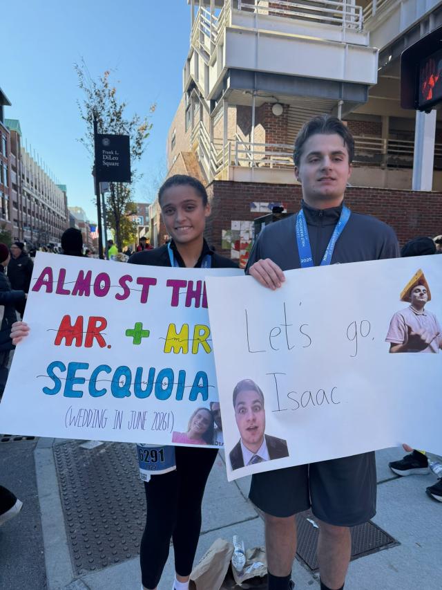 Secquoia and her fiancé after running the Cambridge Half Marathon 