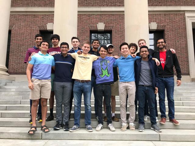 Students on library steps