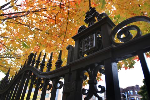 Gates of Harvard Yard in autumn