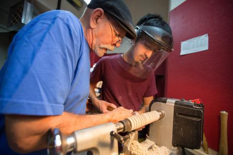 Students working
