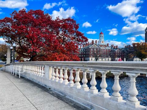 Weeks Bridge leading to Dunster House over the Charles River.