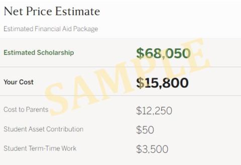 Example of NPC output showing parent contribution and student contribution