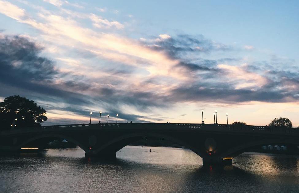 The Charles River with the JFK Bridge Visible at Sunset