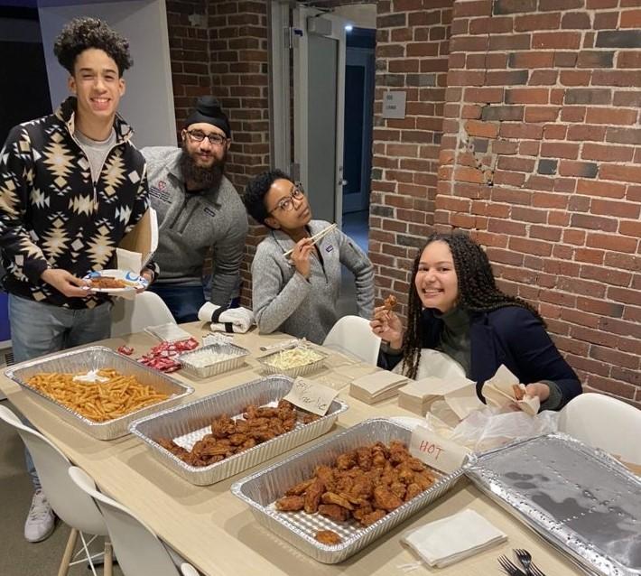 Here's a picture of a study break where we had some Bonchon fried chicken!