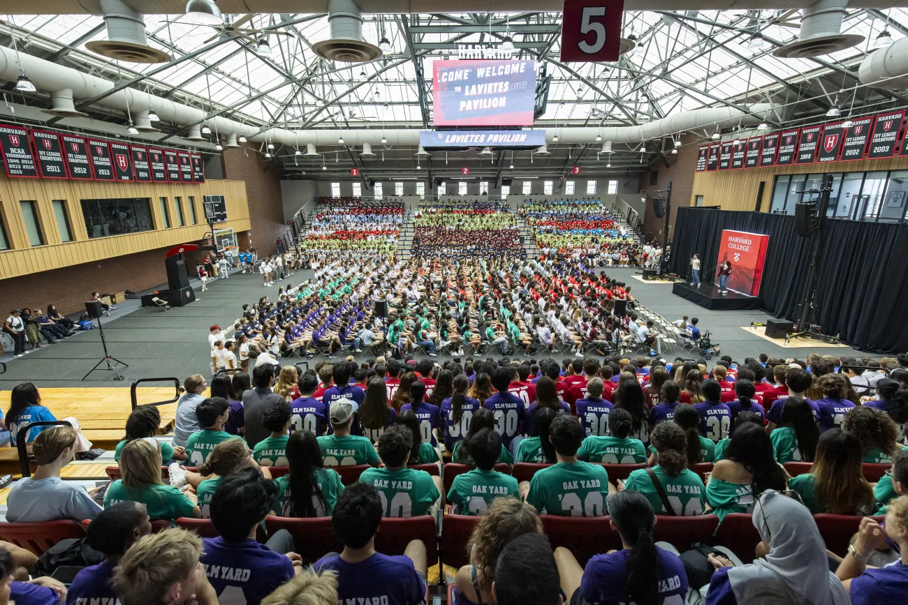 Aerial shot of a full Lavietes Pavilion.