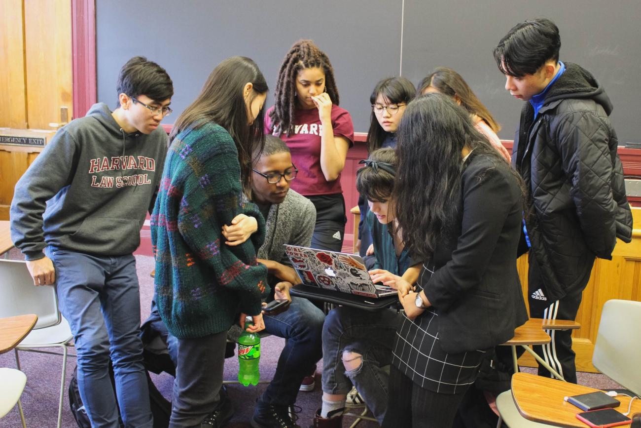 Students in classroom working together