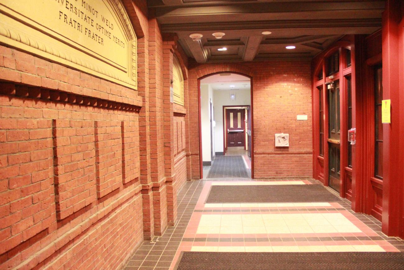 lobby of first-year Harvard dormitory, Weld