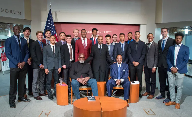 students with dr edwards and james brown
