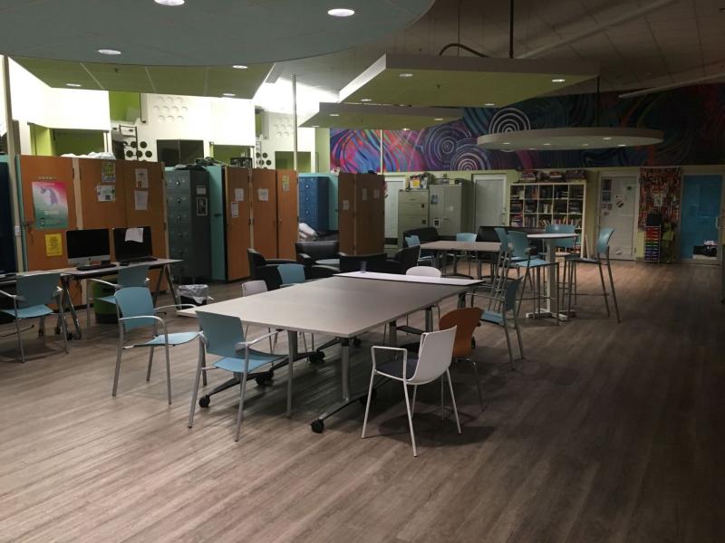 Y2Y Homeless Shelter main dining and living room.