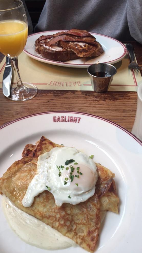 two plates with crepes and french toast