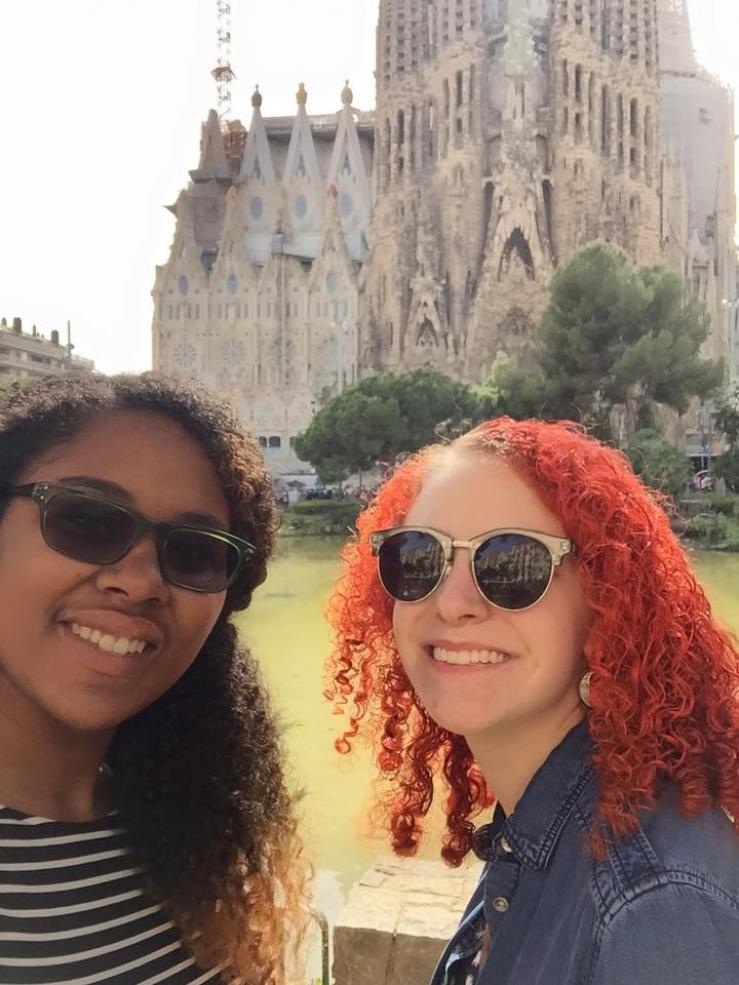 Me and my travel buddy in front of La Sagrada Familia in Barcelona during our gap year