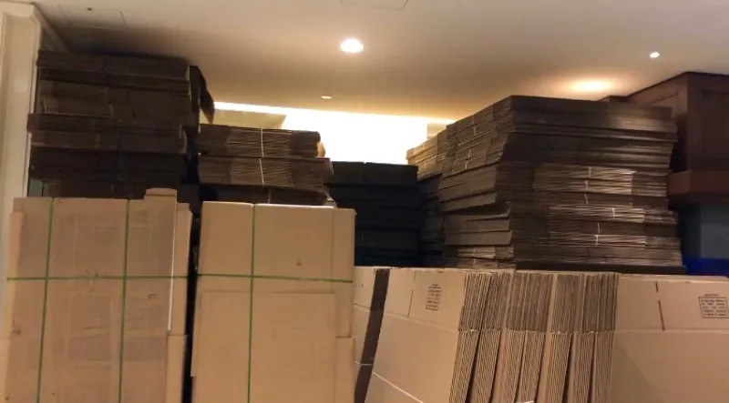 Collapsed cardboard boxes