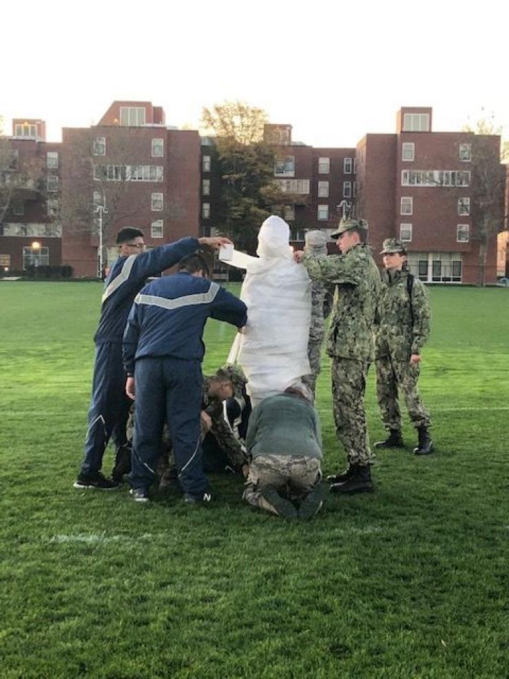 ROTC Cadets doing an exercise together at MIT