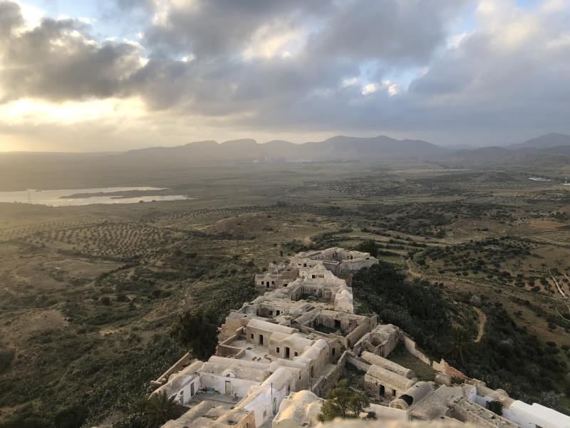 View from a hill in Takrouna at sunset