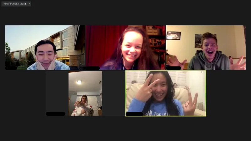 Five Harvard students meeting on Zoom