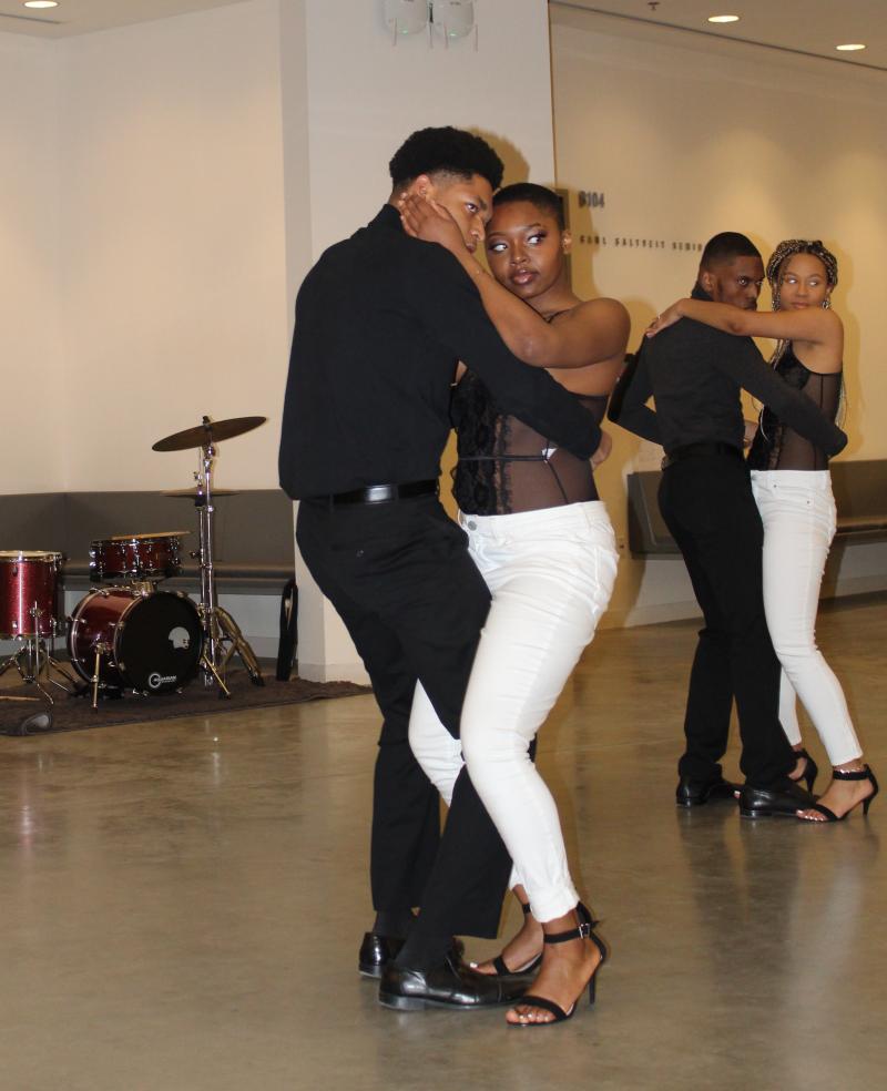 Students from the UMass Boston group "Touche’m Dous" dance Kompa at the 3rd Annual HCC Jubilee