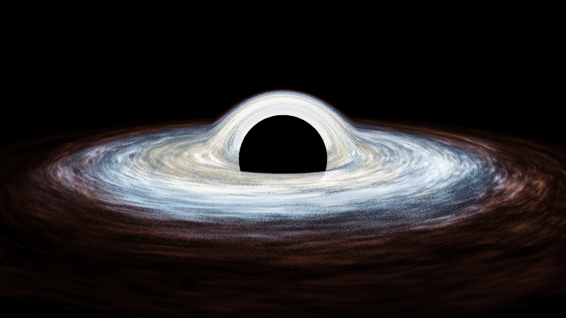 Cosmic black hole with debris flying around