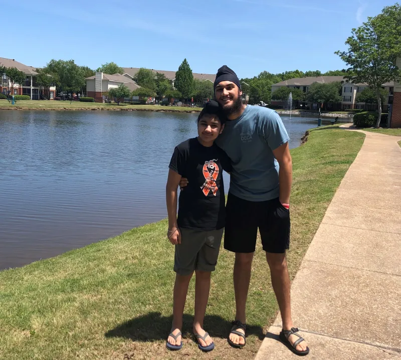 Here's a picture of my little brothers! We were out for a walk in our neighborhood!