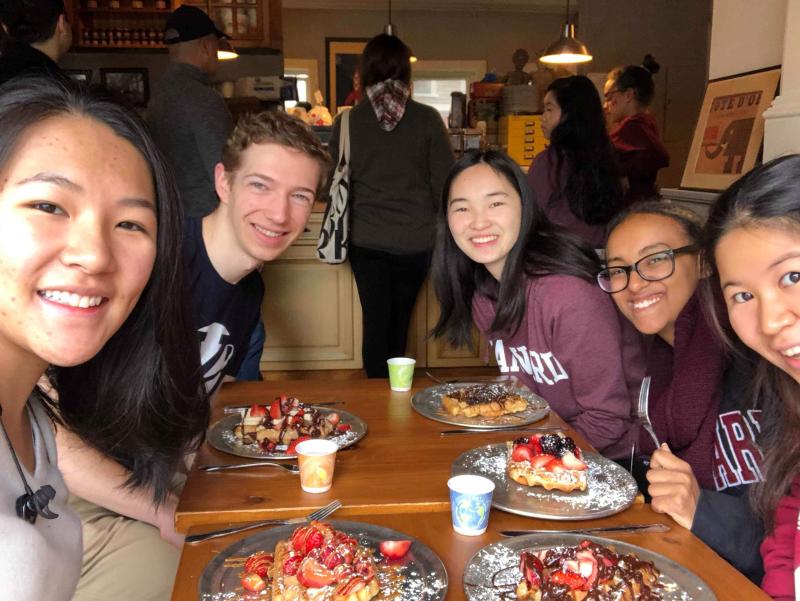 5 students each with a waffle