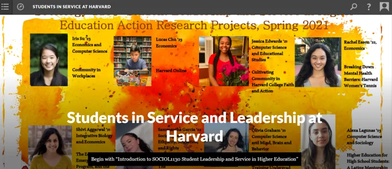 Digital book cover displaying student headshots and project titles