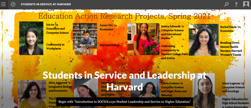 Digital book cover displaying student headshots and project titles