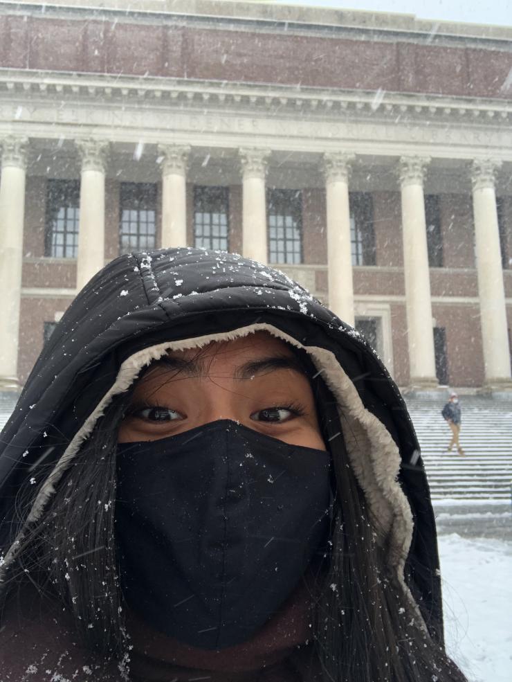 Me standing in front of Widener Library