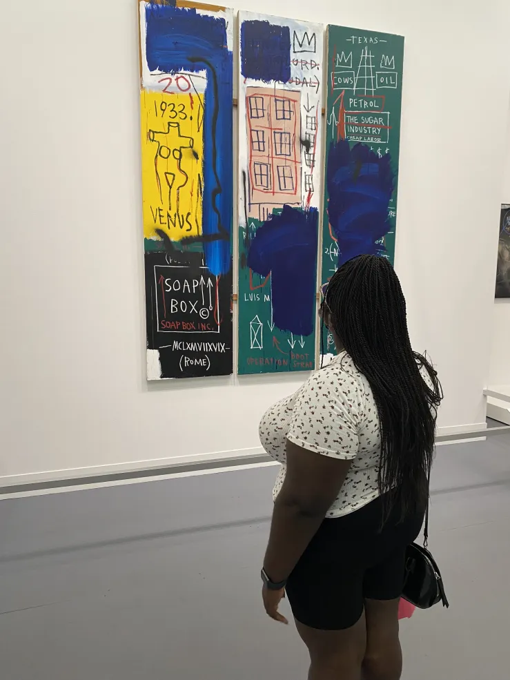 For Juneteenth, the Museum of Fine Arts offered everyone free admission, including to the special exhibits, so I went with my friends to see the one featuring Basquiat. Here I am admiring one of his untitled pieces.