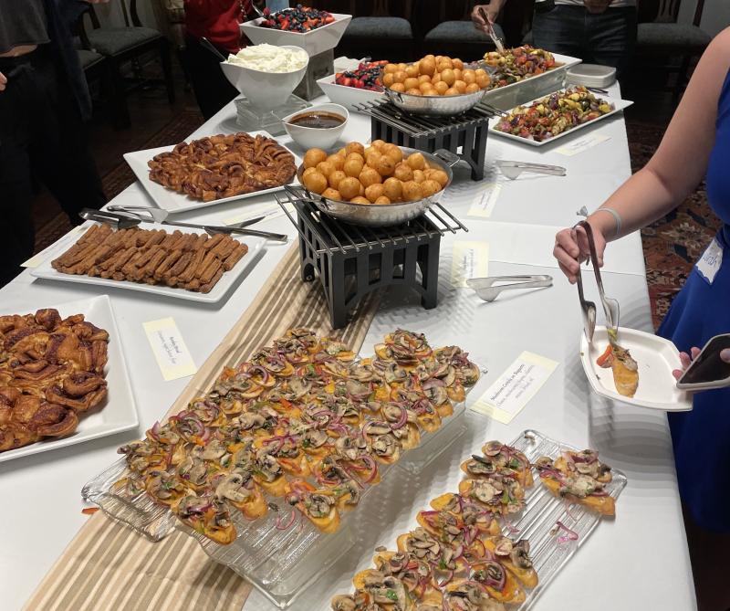 A spread of food on a table.