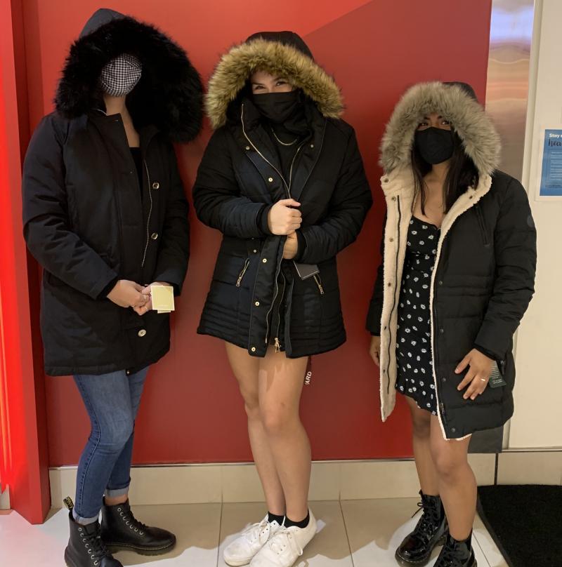 My friends from Texas and I shopping for winter coats 
