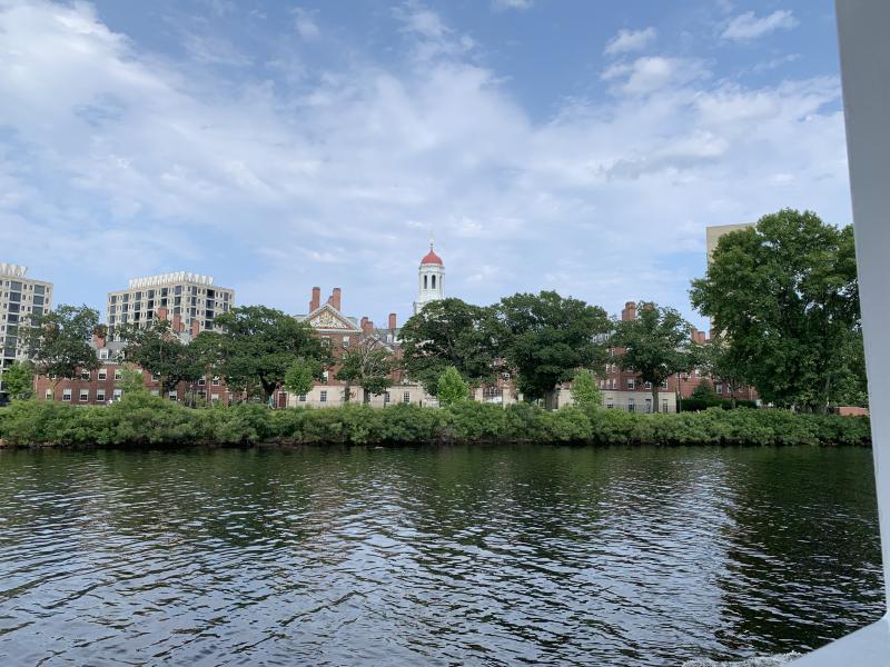 A picture of Dunster House from the viewpoint of the Charles Rivers