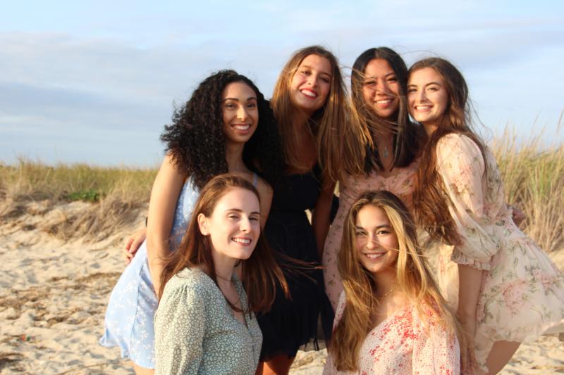 Six friends on the beach in Massachusetts