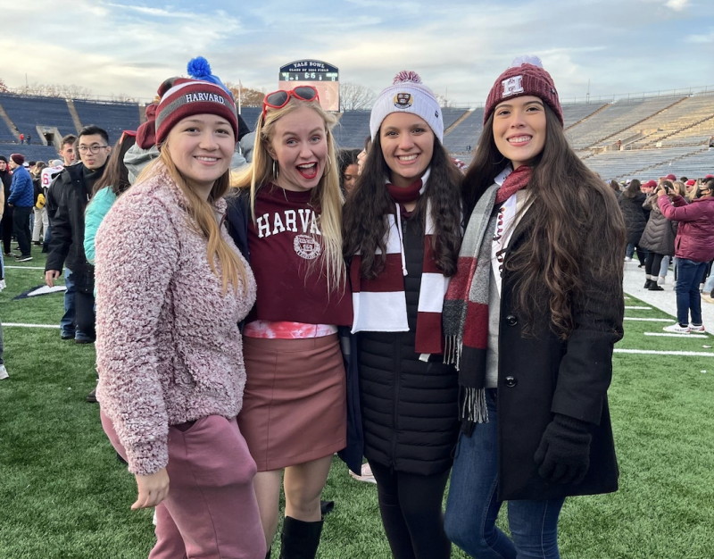 Me and my three roommates smiling after we won the Harvard Yale game