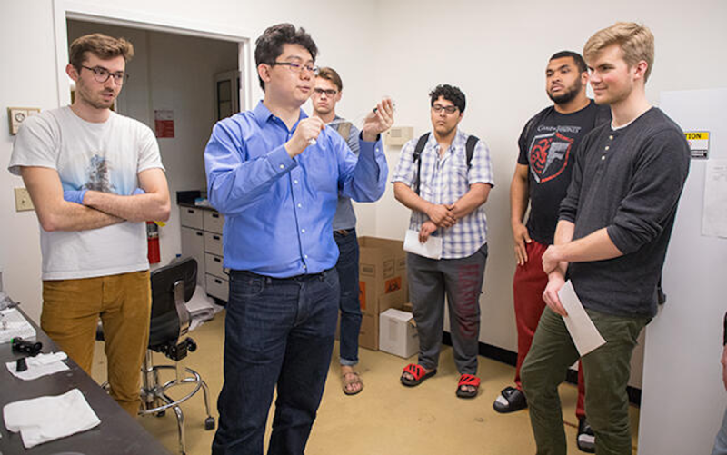 Jia Liu enjoys working with and learning from the students in his lab.