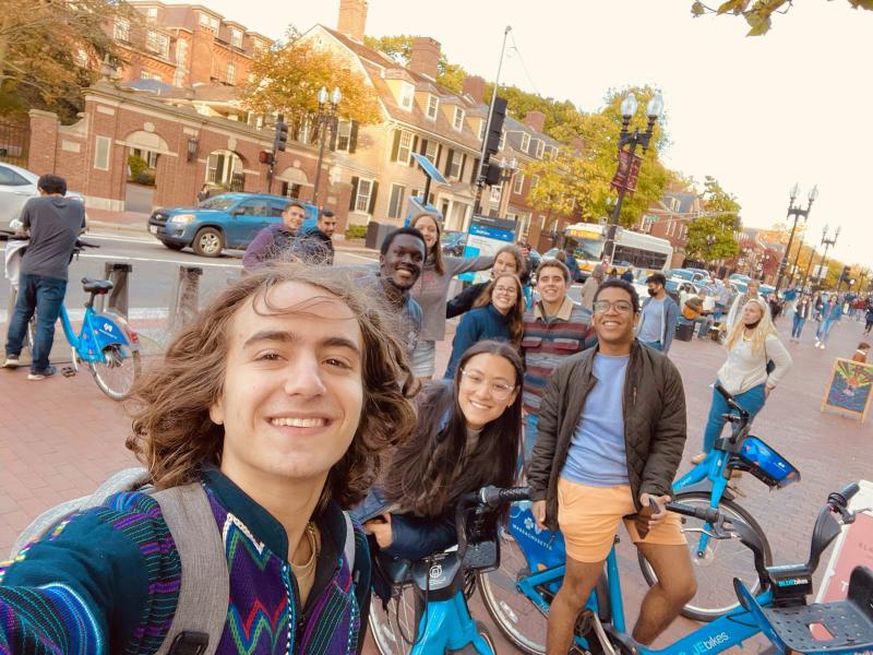 A photo of my friends and I on Massachusetts Blue Bikes