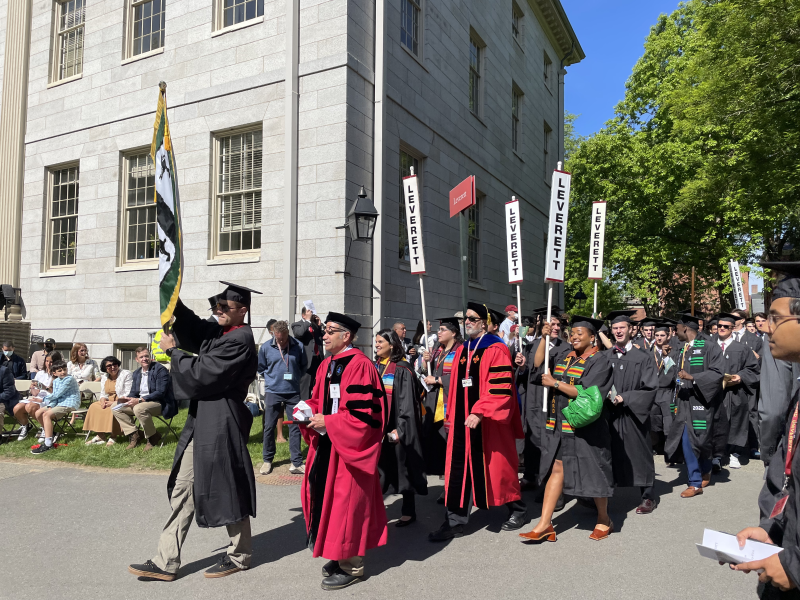 leverett house entering the yard on commencement day